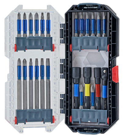 IMPACT BIT SET, TERMINATOR BLUE  W/ NUT SETTERS & ADAPTER, 24 PC