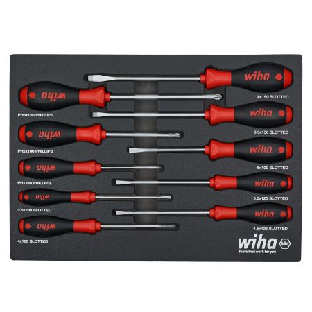 SCREWDRIVER SET, SOFTFINISH GRIP, 10 PC W/ TRAY