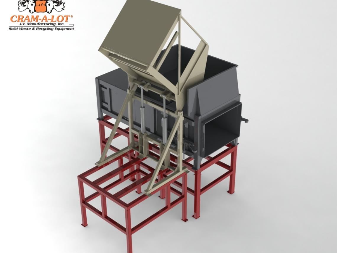 Compactor on Stand with Custom Cart Tipper