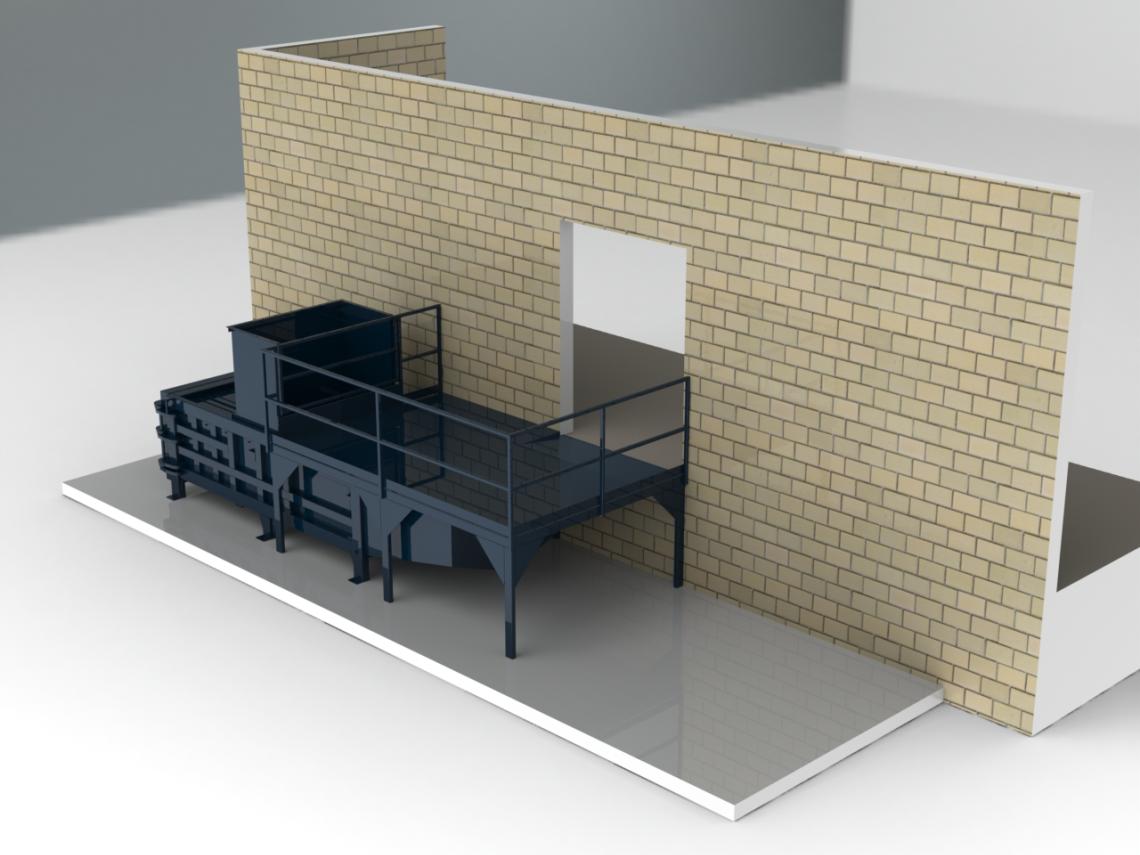 HE-60 Horizontal Baler rear platform with right hand walk up