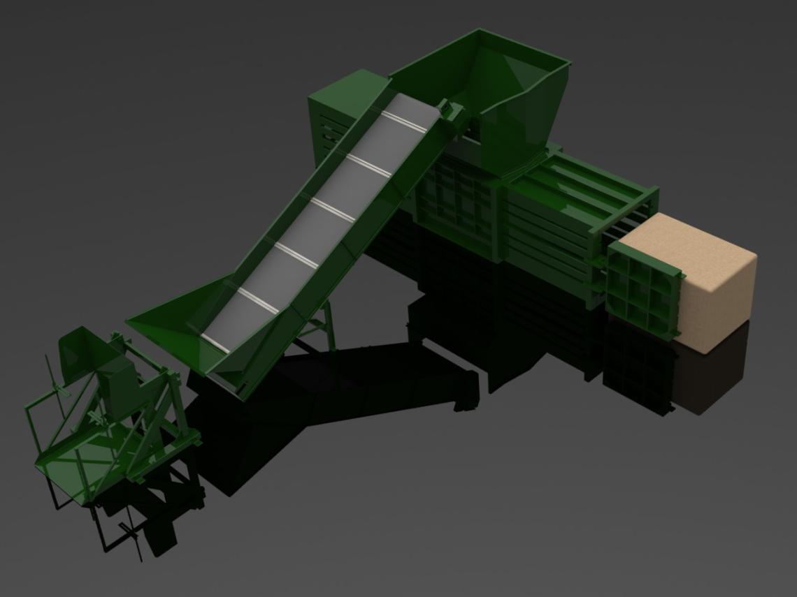 HX-72-W Horizontal Baler with right hand conveyor and integrated dumper