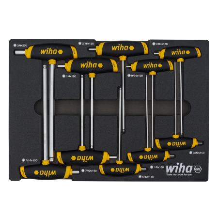 HEX T-HANDLE SET, DUAL DR  SAE, 10 PC  - INCHES